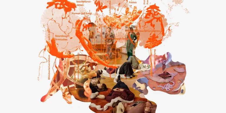 Graphic representation of the spatial 'holobiont mapping' of Cometabolise: A Holobiont Dinner, edible encounters of Sensing Holobiont and participants in Gutscapes.