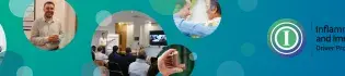 Blue/Green background, logo of I&I programme, circular photos of I&I team members talking