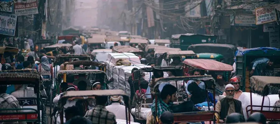 Asian street traffic and pollution