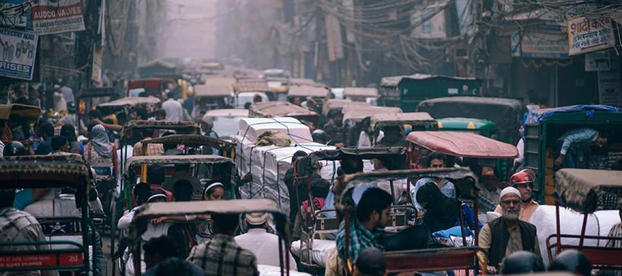 Asian street traffic and pollution