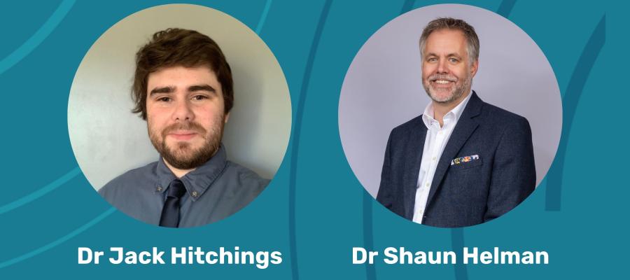 2 icons that show 2 men smiling in frame, with the text 'Dr Jack Hitchings' and 'Dr Shaun Helman.'