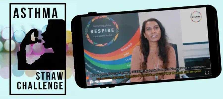 A mobile device playing a video from the Malaysia Asthma Straw Challenge