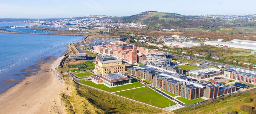 Landscape photograph of Swansea and the coastline