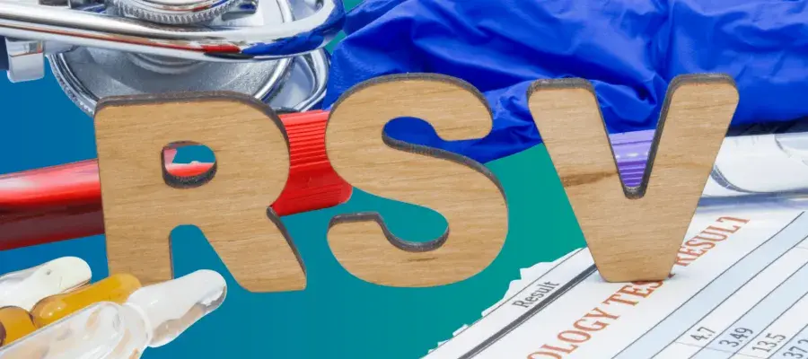 Blue-green background, blocks reading 'RSV'