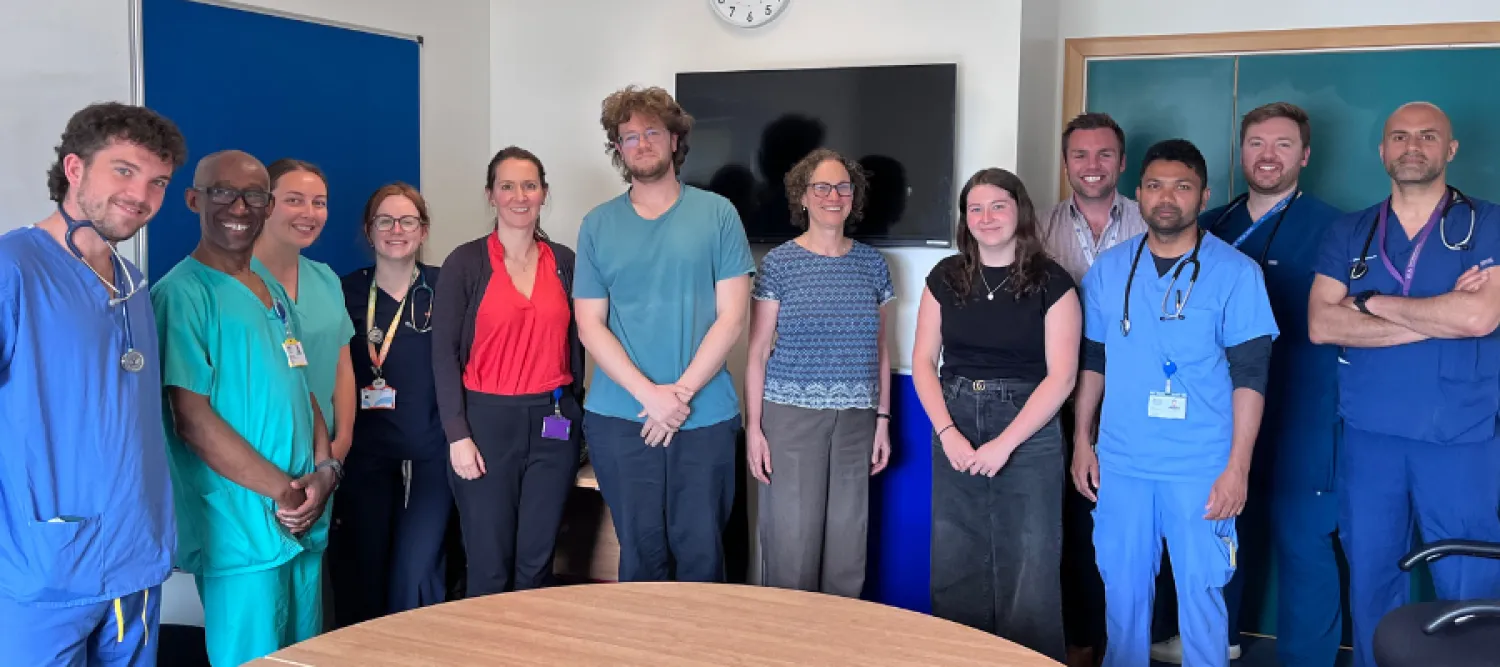 Photograph of Kenneth Newell, trainee in Medicine of the Elderly from Genoa, with Edinburgh team