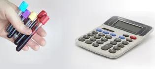 Decorative image of blood samples and calculator
