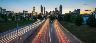 Time lapse of a motorway at sunset.