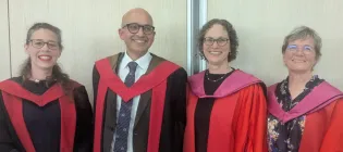 Photograph of Professors Kathrin Cresswell, Nazir Lone, Susan Shenkin and Lorna Marson