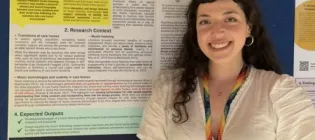 ACRC Academy student Deniz Hepdogan and her poster for the DRS 2026 conference