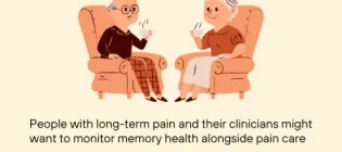 Cartoon of two elderly people sitting side by side