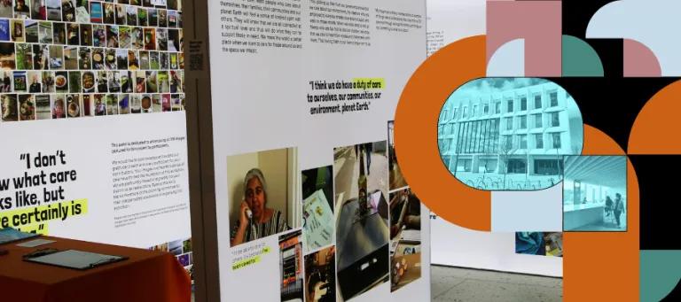 A showcase exhibition and the Usher Building Opening graphic