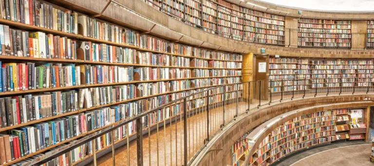 Library shelves full of books
