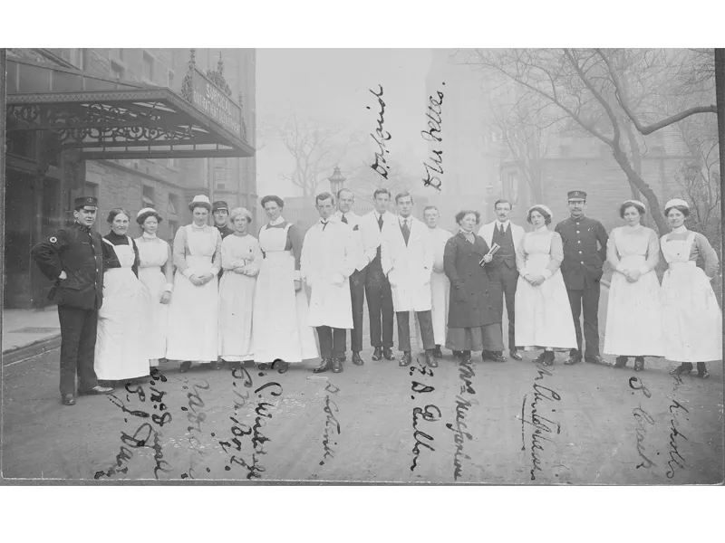 vintage B&W A&E entrance ERI