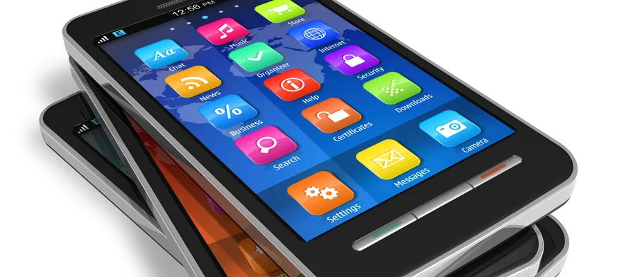 A stack of smartphones