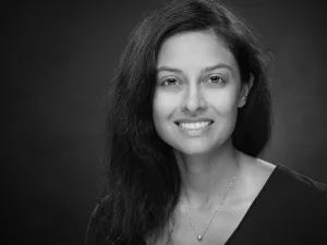 Black and White headshot of Devi Sridhar
