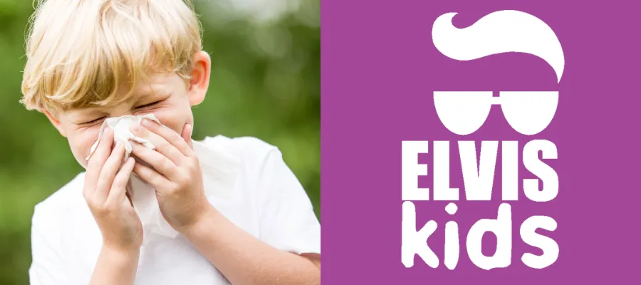 Child blowing their nose, ELVIS Kids logo