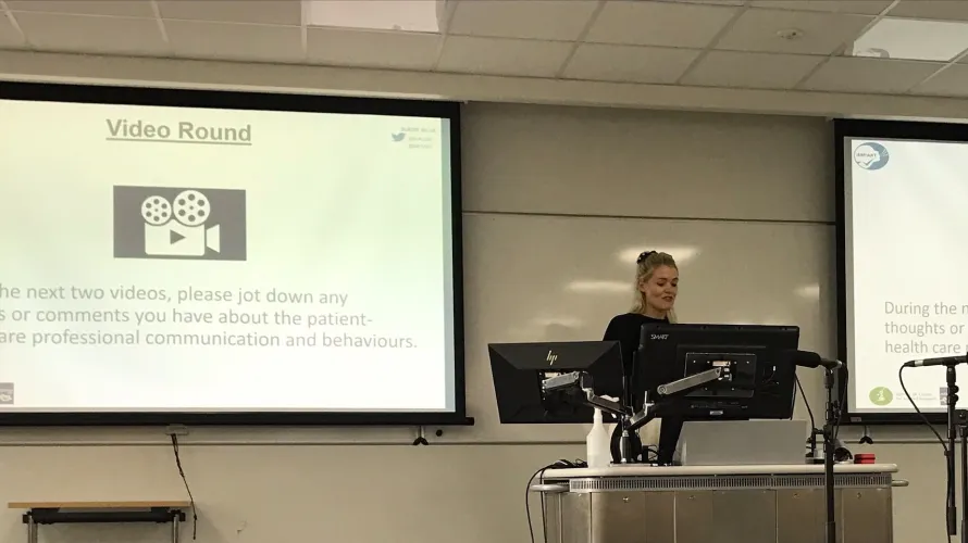 PhD student, Emma Kinley, presenting her work