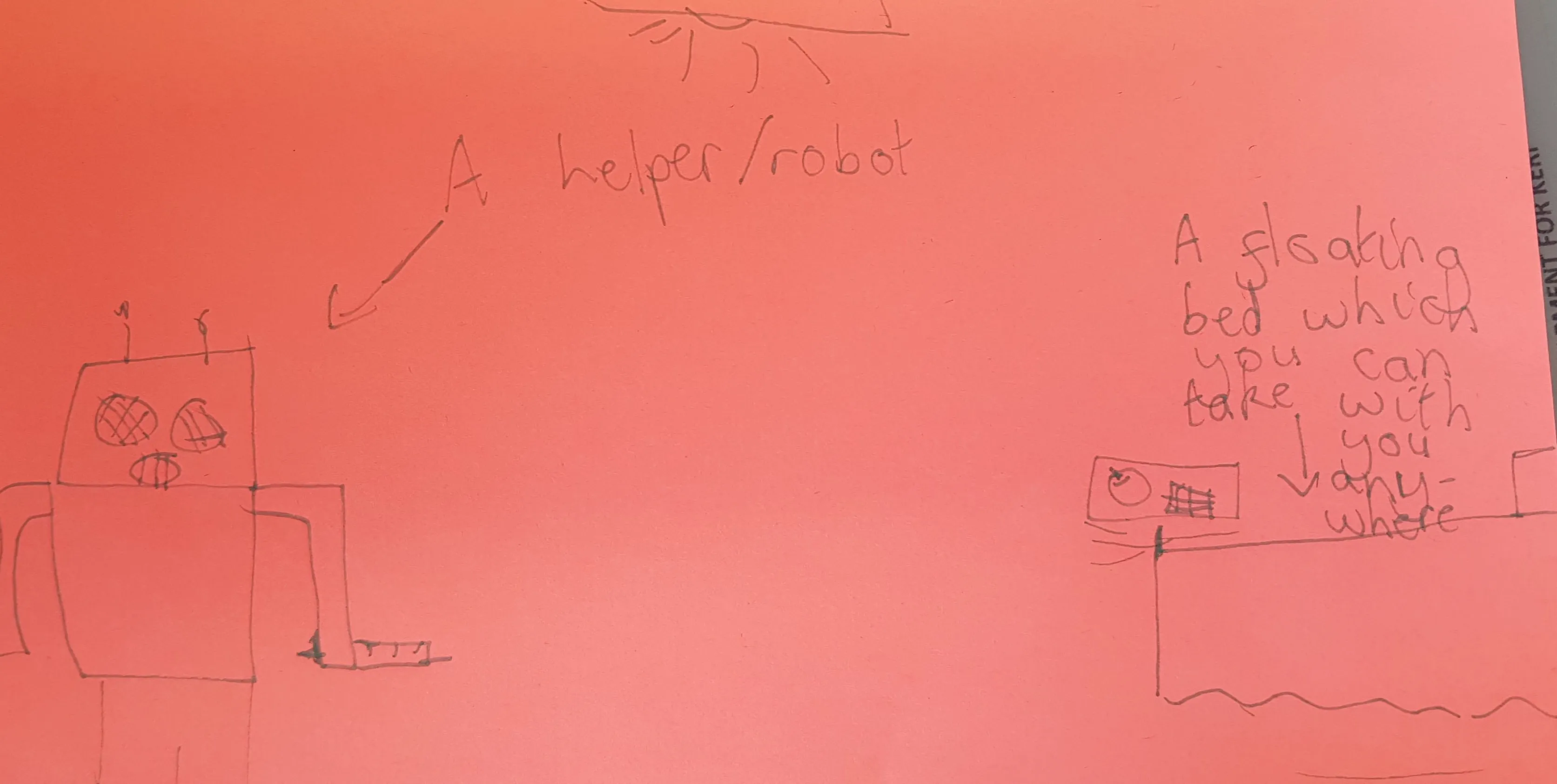 image drawn by a child of a floating bed