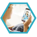 person speaking to a nurse over video on mobile