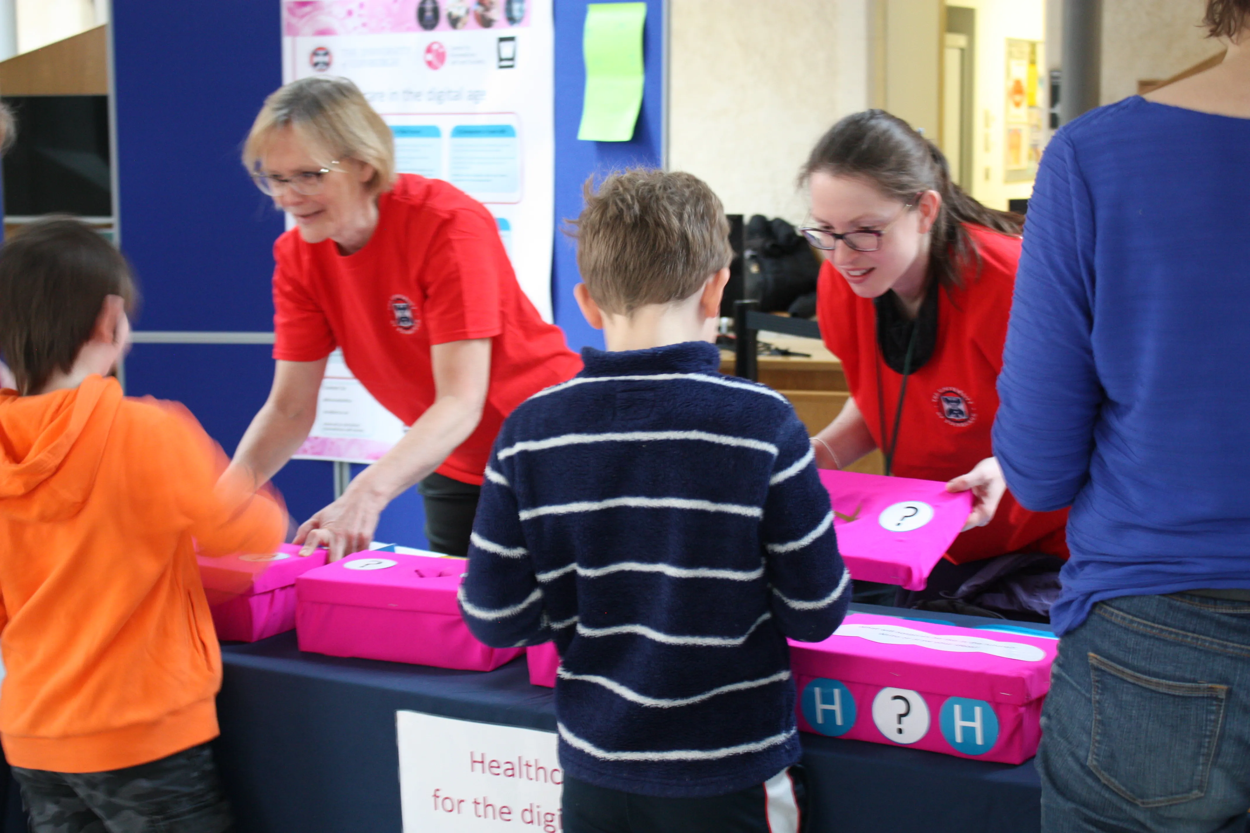 families interacting with our display 