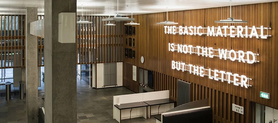 Artwork lights up library with letters