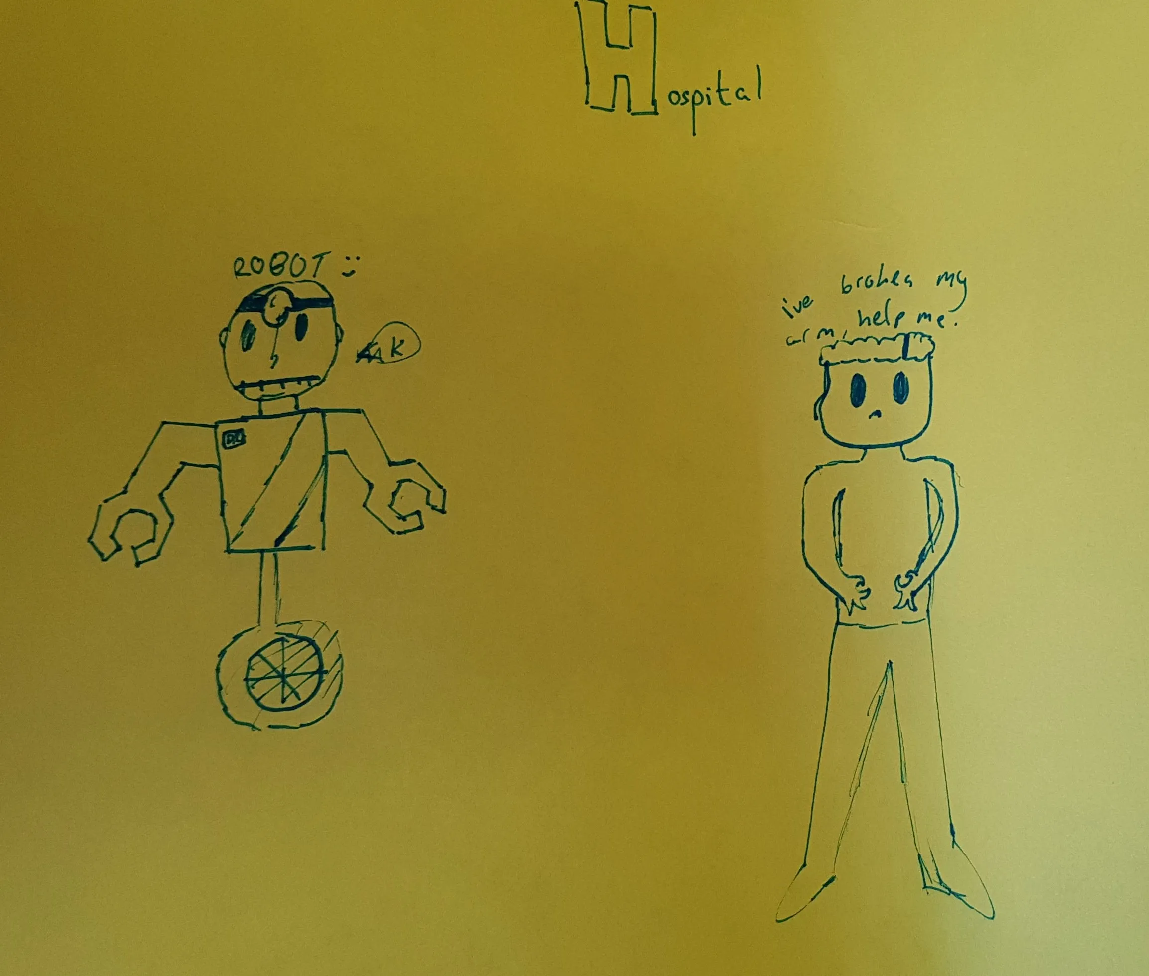 child drawing of a robot doctor