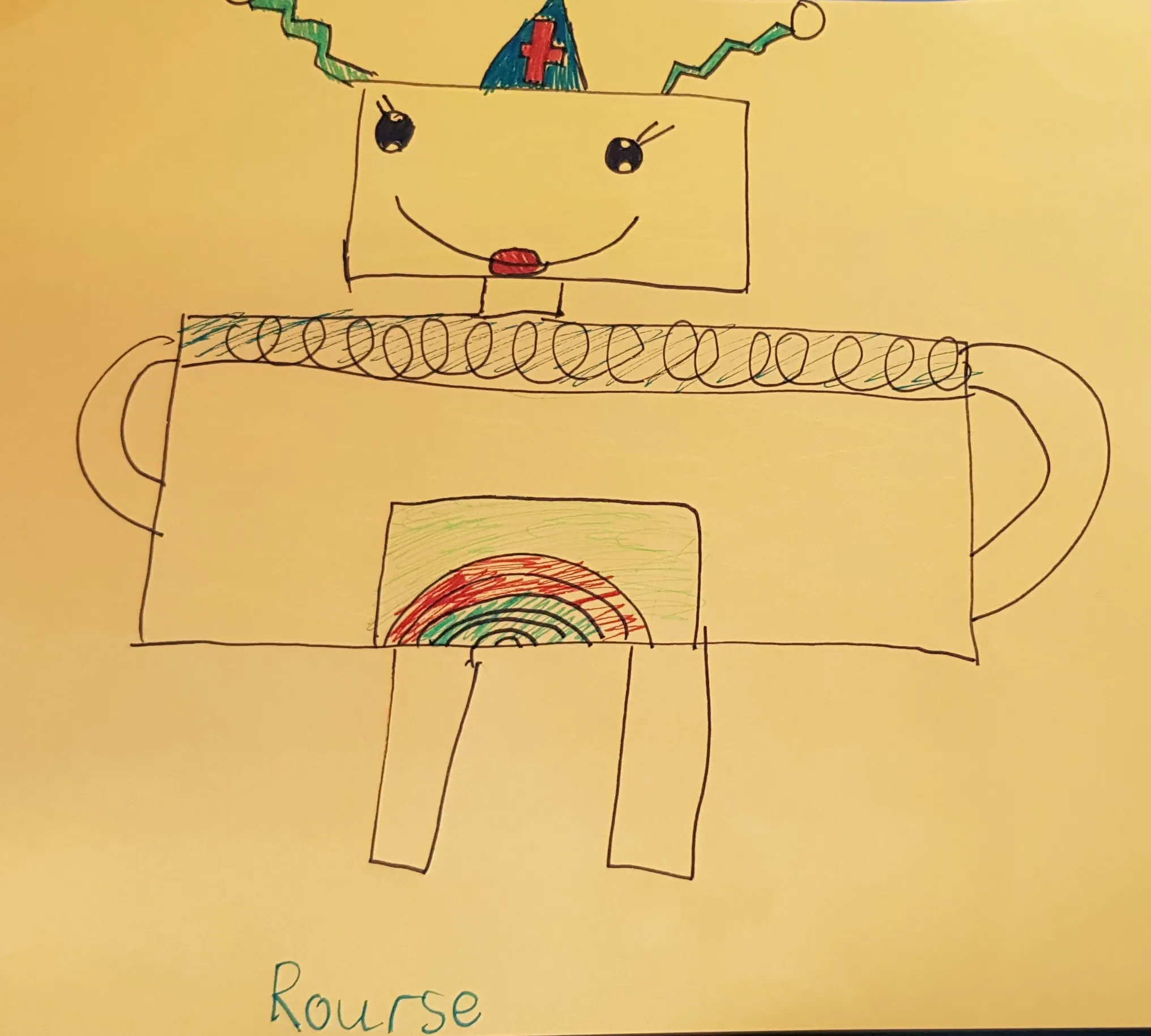 child drawing of a robot nurse