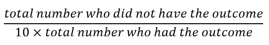 Equation for 'weight for those without outcome' in Winter Respiratory Pressures SAP. Total number who did not have the outcomes / 10×total number who had the outcome