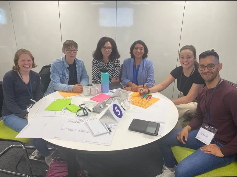 Workshop table in use