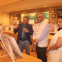 Four participants interacting with a gallery