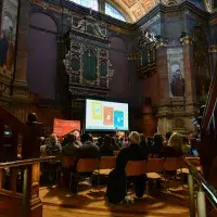 Photograph of inside the McEwan Hall at the Usher Institute Annual Lecture and Showcase 2025
