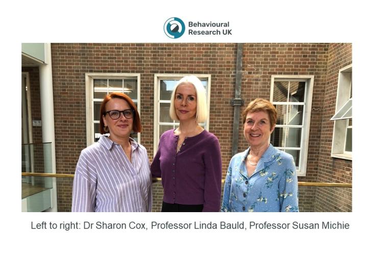 Sharon Cox, Linda Bauld and Susan Michie pictured