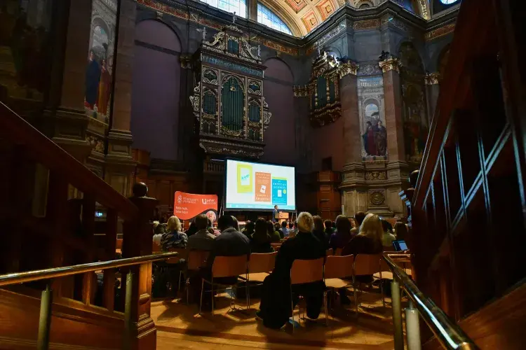 Photograph of inside the McEwan Hall at the Usher Institute Annual Lecture and Showcase 2025