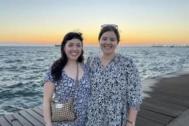 Deniz with fellow student Anna Bryan at the Music4Change International Research School