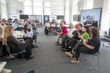 Deniz Hepdogan holding forth at the panel discussion