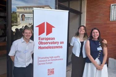 Christian Newman, Cat Tottie and Emily Adams outside the conference
