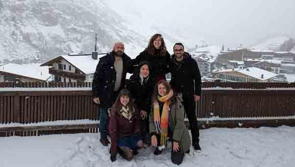 Holy Tibble with Edinburgh colleagues in Obergurgl, Austria