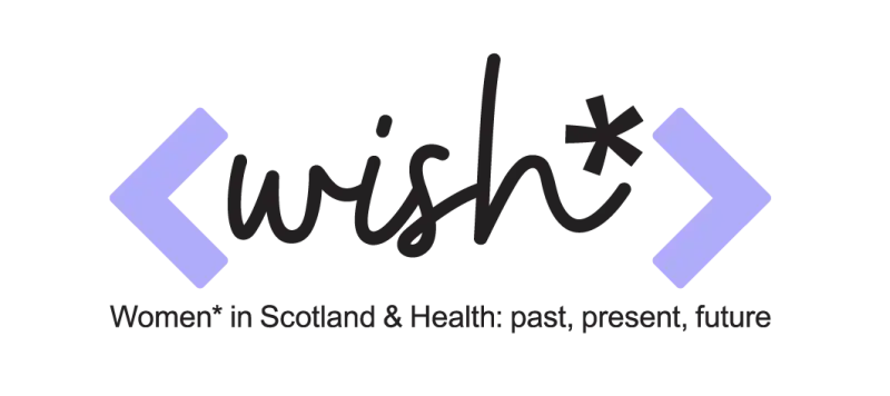 Wish* logo with strapline 'Women* in Scotland & Health: past, present and future
