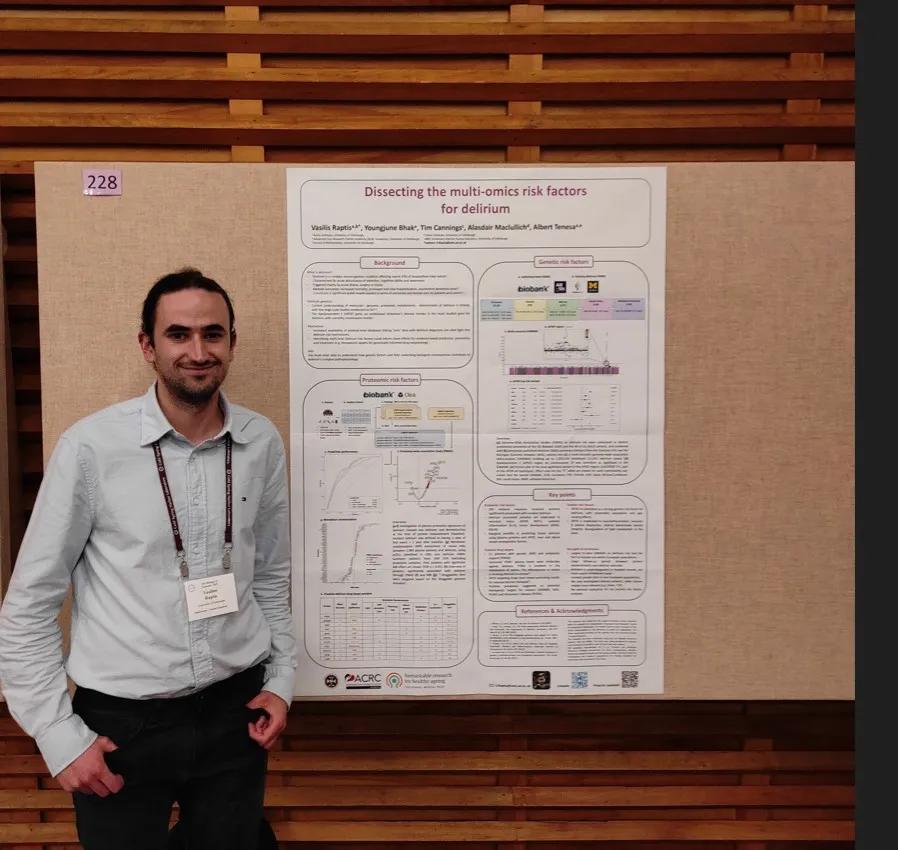 ACRC Student in front of poster