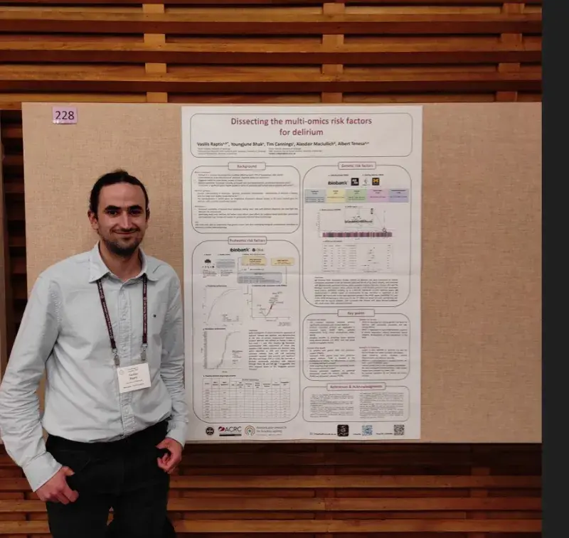ACRC Student in front of poster