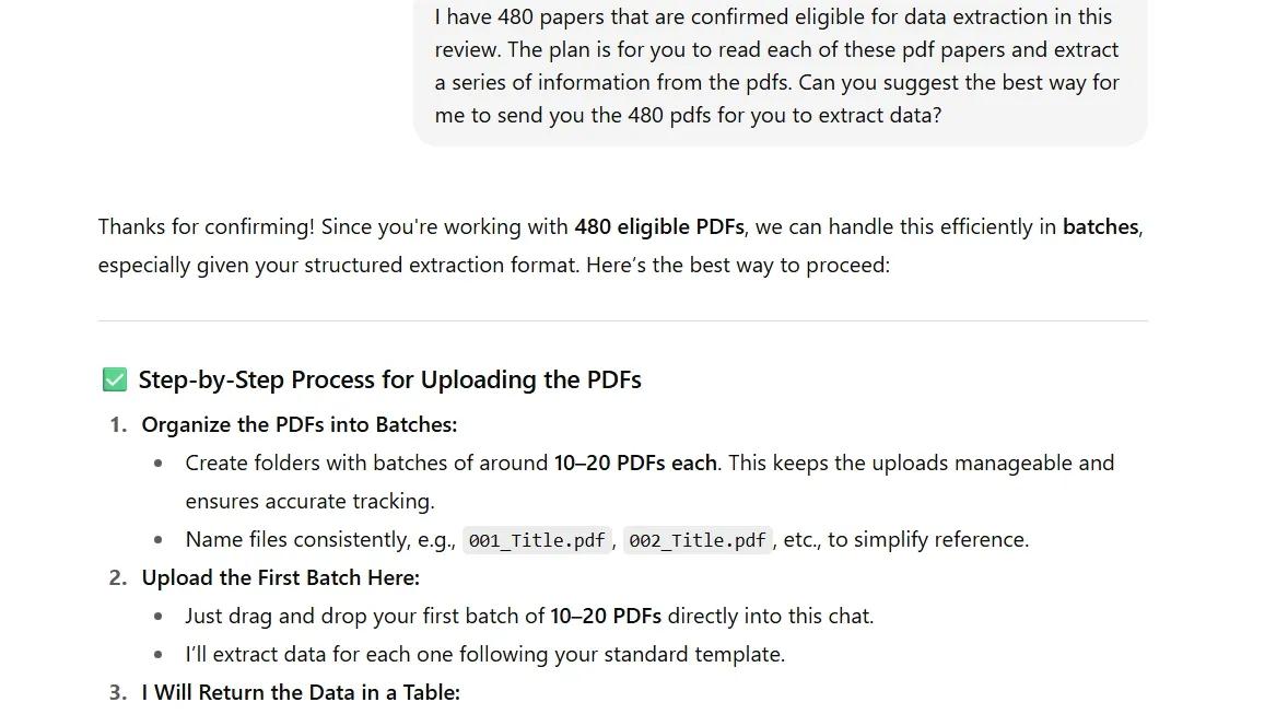A screenshot of a AI request.