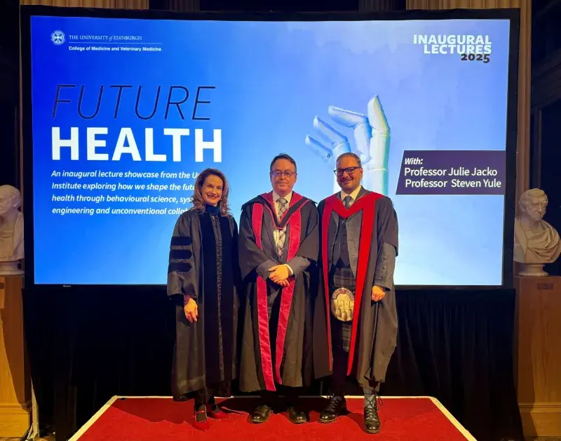 Professor Julie Jacko, Professor David Argyle, Professor Steven Yule at the 2025 inaugural lectures