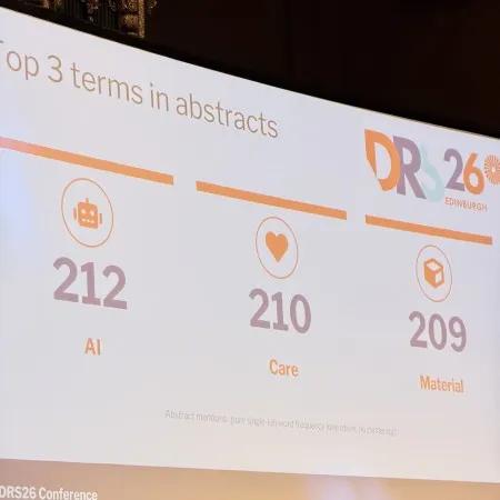 A slide showing the three most frequent terms in the conference abstracts