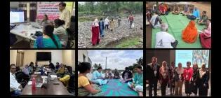 Collage of photographs from Hani's site visits in India