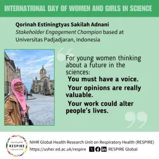 Graphic showing Qorinah Adnani and her quote