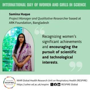 Graphic showing Samina Huque and her quote