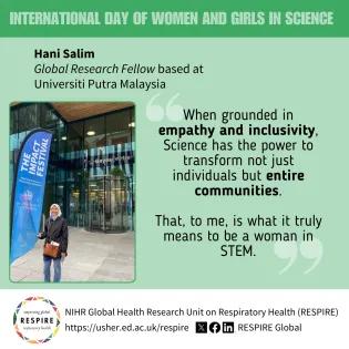 Graphic showing Hani Salim and her quote