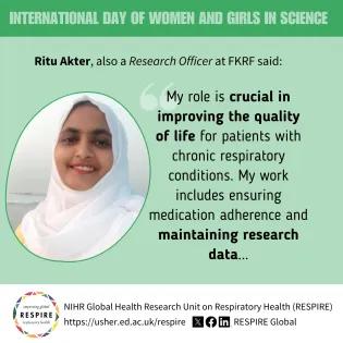 Graphic showing Ritu Akter and her quote 1/2