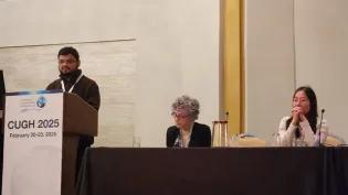 Shukanto Das, PhD student, delivering a panel presentation at the CUGH 2025