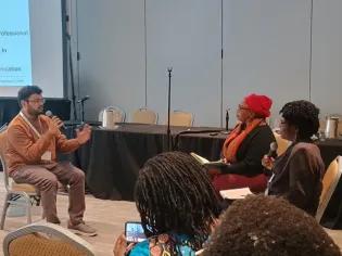 Shukanto Das, PhD student, speaking at a pre-conference workshop at the CUGH 2025